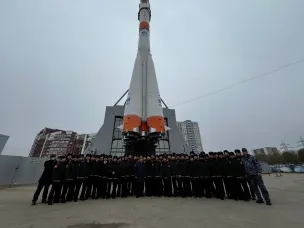Парадный расчет Нижегородской кадетской школы, прибывший в город Самара для участия в Параде Памяти, сегодня посетил музейно-выставочный центр «Самара Космическая».